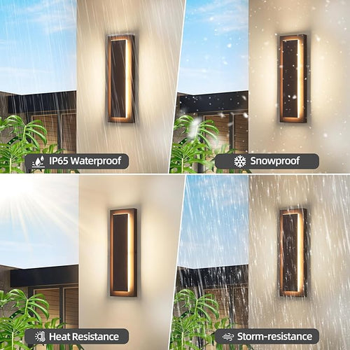 1Pack Brown Outdoor Wall Sconce Exterior Lights FixtureWaterproof Wall Lights for HousePorchPatioModern Outdoor LightsOutdoor Wall Lighting3000K Warm White15.7In