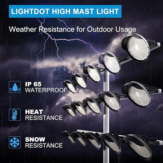 Lightdot 600W LED Stadium Lights with Reflector (Reduce Light Loss Can Be Removed) 100-277V 90000Lm Commercial LED Sport Lights