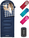 KingCamp 45°F Kids Sleeping Bag Lightweight Waterproof &amp Compact Flannel Sleeping Bags Cold Weather &amp Warm Youth Essentials Gear Accessories for Camping Fits 10-12 Children up to 4'7-5'5 T