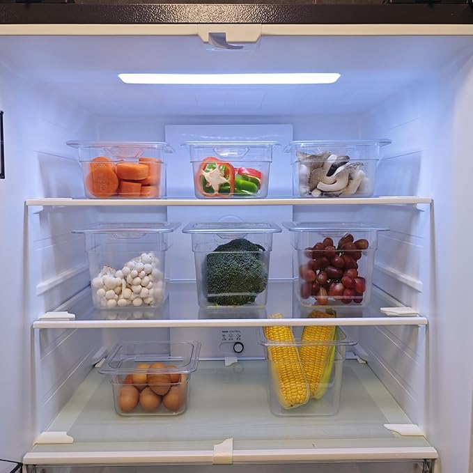 6Pack Food Pans 1/6 Size 6 Inch Deep Commercial Food Storage Containers Polycarbonate Clear (Click to select 1/6 Size 6 Deep With lid)