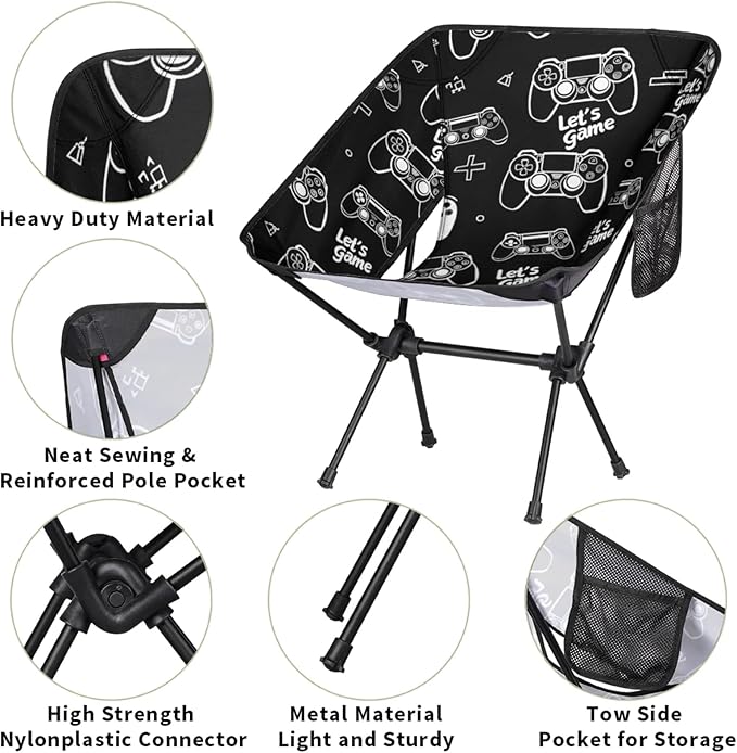 Honeybaby Folding Camping Chair Game Controllers Camping Chairs Lightweight Portable Chair Outdoor Foldable Chairs for Camping Travel Picnic Beach Hiking