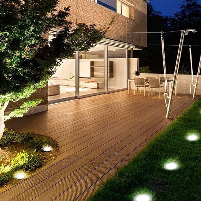 7W Led Landscape Well Lights Low Voltage Landscape Ground Lights12V/24V Landscape LightingIP67 Waterproof Outdoor InGround Lights for Garden Tree UplightsDeckYardPatio 6Pack(Warm White)