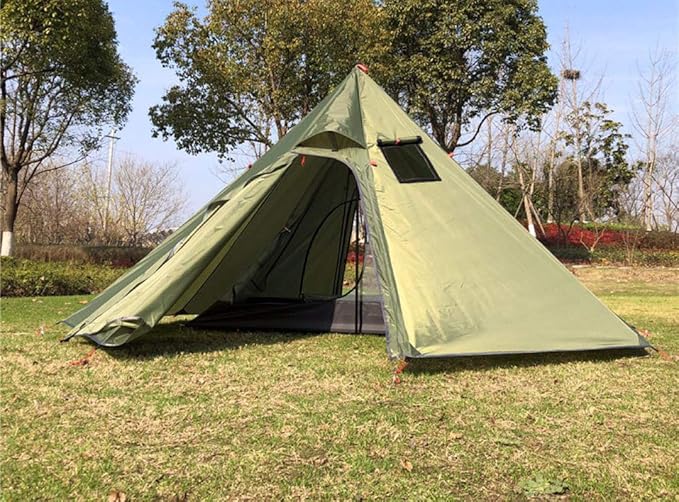 DANCHEL OUTDOOR Backpacking Hot Tent with Stove Jack 4 Season Lightweight Tipi Tent for 2/4/6 Person Winter Camping Hunting 10.5FT-16.4FT