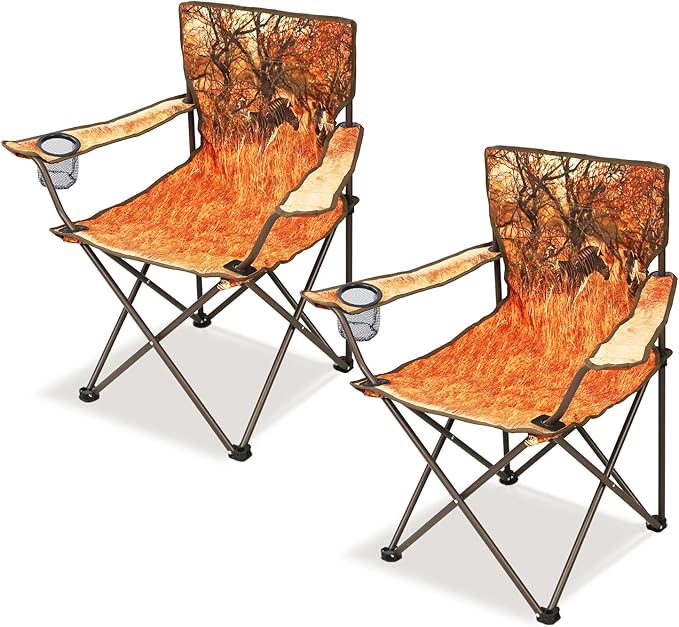 Northroad 2Pack Folding Camping Chairs Portable Animal Print Collapsible Hunting Chair for Outdoor Travel Patio Beach Fishing - Zebra