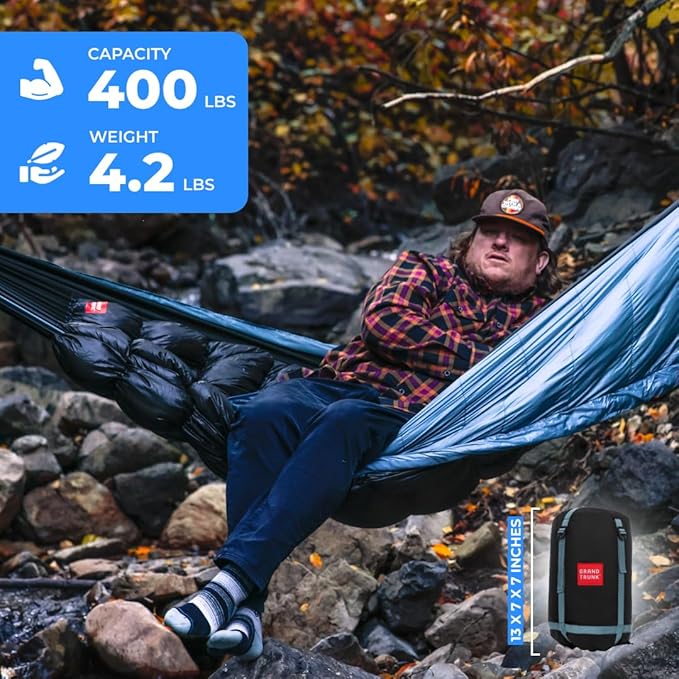 GRAND TRUNK Evolution 20 Down Hammock – Cold Weather Hammock with Integrated Sleeping Bag &amp Underquilt 20°F Rated Lightweight Camping &amp Backpacking Hammock