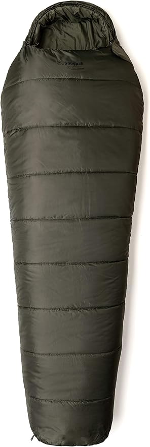 Snugpak Basecamp Ops Sleeper Extreme Sleeping Bag Warm Durable Soft-Touch Isofibre Fill with Compression Sack Olive - Left Side Zip