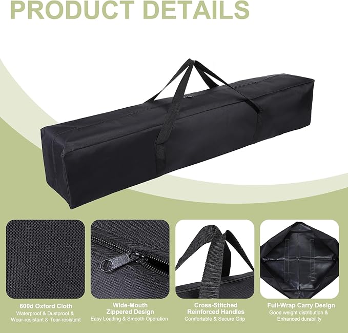 Camp Chair Replacement Bag Camping Folding Chair Storage Bag Large Zippered with Handle Strap 43 x 8 x 8 Inch Fit for Outdoor Travel Tent Storage (2 Pack Black)