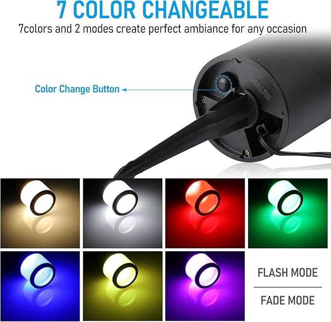 LEONLITE RGB Low Voltage Path Lighting 4.5W LED Landscape Bollard Pathway Light Landscape Lights Outdoor for Yard 7 Color Change Die-Cast Aluminum IP65 Waterproof Pack of 4