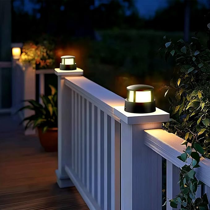 Pillar LightsOutdoor Post LightsOutdoor Column Lights Deck Lights Fence LightsPost Cap Lightslamp PostHigh Voltage Wired Waterproof Aluminum Post LightIP65 (Round 6.3X6.3IN)