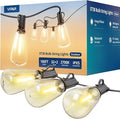 VIPAR LED Outdoor String Lights 100FT Patio Lights with 32 Edison Shatterproof Bulbs IPX5 Waterproof Outside Hanging Light Connectable for Backyard Porch Balcony Garden Deck Decor E12 Base Black