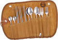 Portable Cutlery Set with Folding Tableware Pouch for Camping Picnics and Outdoor Activities Includes Elegant Dinnerware Bag Dishwasher Safe Utensils Easy Storage