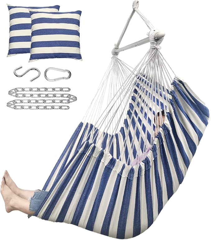 ADVOKAIR Hammock Chair Large 70.9x47.2 32% Bigger XXL Hanging Swing Chair with 500lbs Capacity Heavy Duty Steel Spreader Bar Extra Roomy Comfort for Adult Indoor Outdoor Bedroom Patio