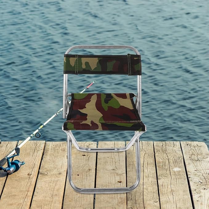 Portable Folding Chair Large Size Lightweight Camping Seat for Outdoor Fishing Hiking Garden Use Camouflage Collapsible Seat