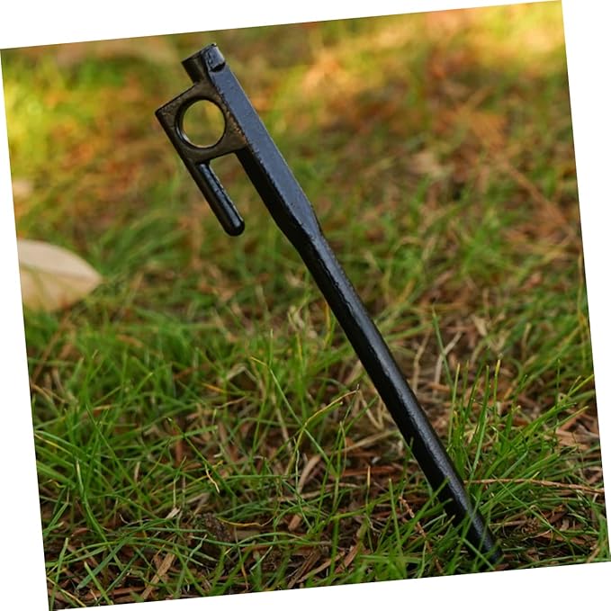 DECHOUS 8Pcs Heavy Duty Cast Iron Tent Stakes for Camping Ground Nails for Securing Tents Awnings and Canopies Durable Design with Enhanced Striking Area and Easy Rope Fixation