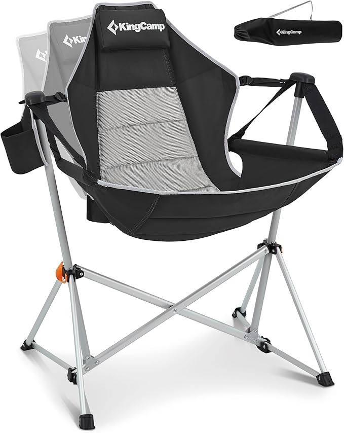 KingCamp Hammock Camping Chair Swinging Portable Folding Camp Chairs for Adults Max 400lbs Heavy Duty Foldable Oversized Rocker with Aluminum Alloy Frame Cup Holder for Outdoor Beach Patio Sport