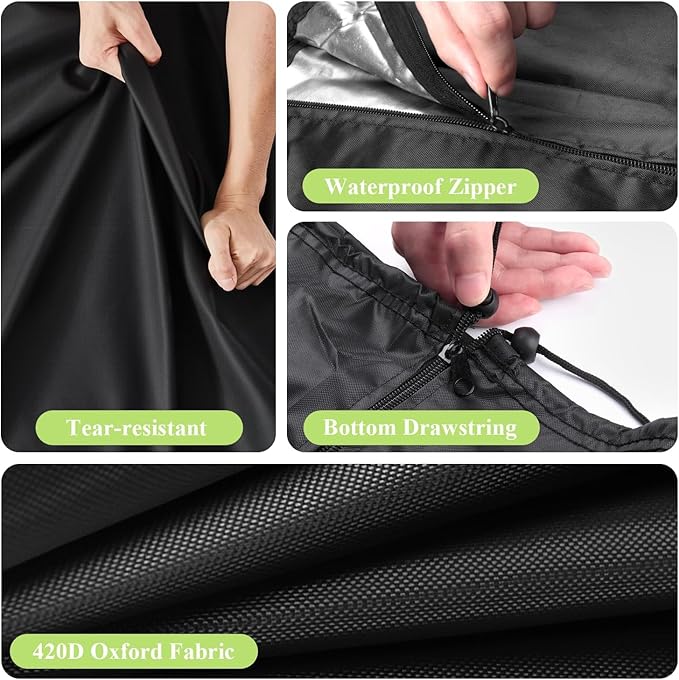 Folding Table Cart Cover 420D Waterproof Drywall Dolly Cart Cover - 10 Table Capacity With 2 Buckles &amp Drawstring for Garage Home Warehouse 45.6L x 29W x 39H Black