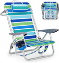 GarveeLife Backpack Beach Chair for Adults Lightweight Portable Lay Flat Folding Beach Chair with 5 Reclining Positions Backpack Straps Phone Pocket Cup Holder &amp Towel Bar