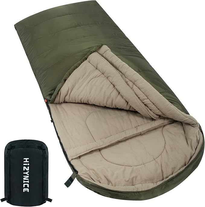 Cold Weather Sleeping Bag 100% Cotton Flannel XXL for Adults Big and TallFree Compression Sack