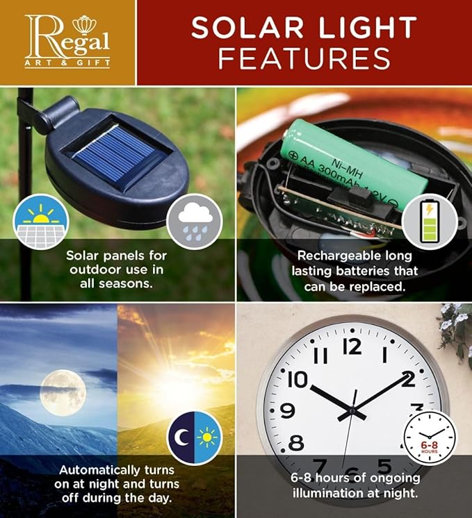 Regal Art &amp Gift 23.5 Inch Hot Air Balloon Solar Lantern – Hanging Solar-Powered LED Lights Waterproof Portable Decorative Outdoor Lamp Made of Metal &amp Glass for Garden Patios &amp Pathway