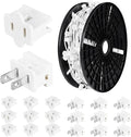 Brightown Commercial 250 FT C9/E17 Christmas Light Sockets Set Spool C9 Outdoor/Indoor String Light Stringer 12 Spacing White Wire for Wedding Patio Event Party Lighting Decor