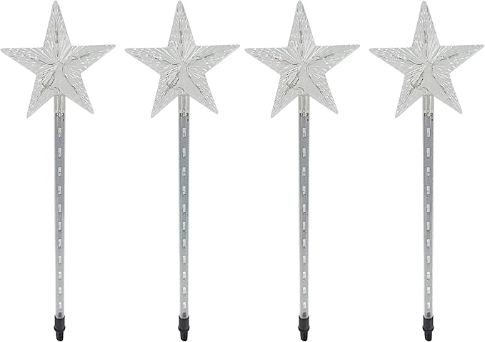 Alpine Corporation Holiday Décor Shooting Star Garden Stake with LED Lights 4-Pack Christmas Decoration