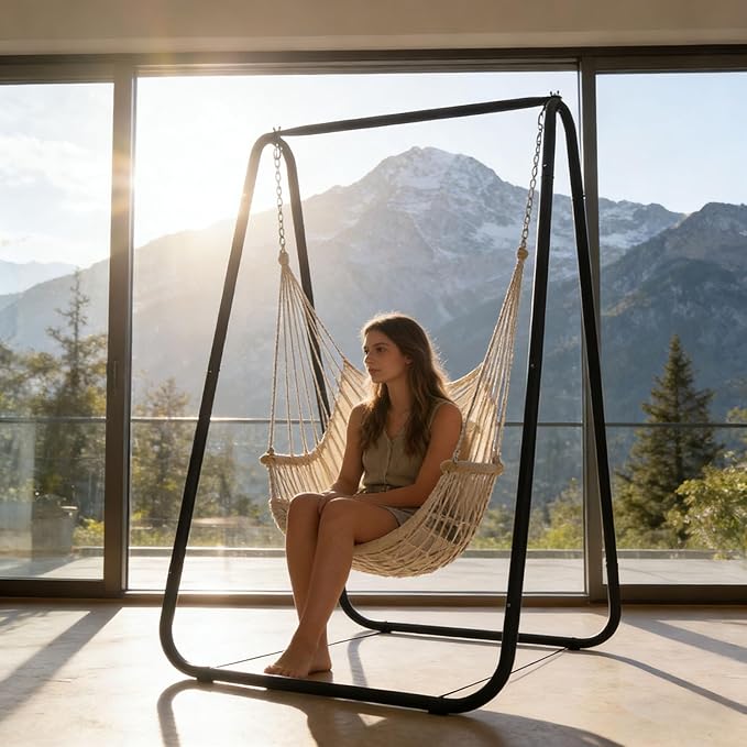 Heavy Duty A-Shaped Hammock Chair StandAdjustable Indoor &amp Outdoor Hanging Stand for Swing StandHanging Stand Only Max Load 220lbs(Without Hammock Chair)