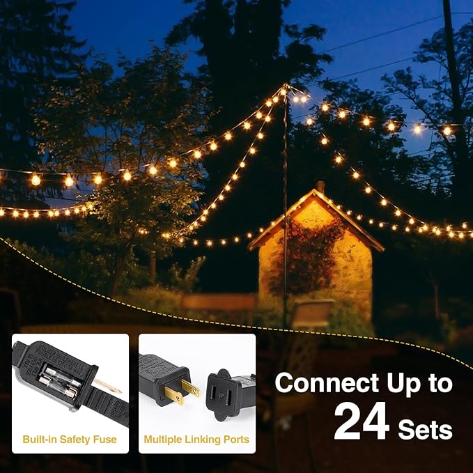 ZJOJO 200FT Outdoor String Lights G40 Globe Outdoor Lights with 100 Shatterproof LED Bulbs 2700K IP65 Waterproof Patio Light String Lights for Outside Backyard Porch Party