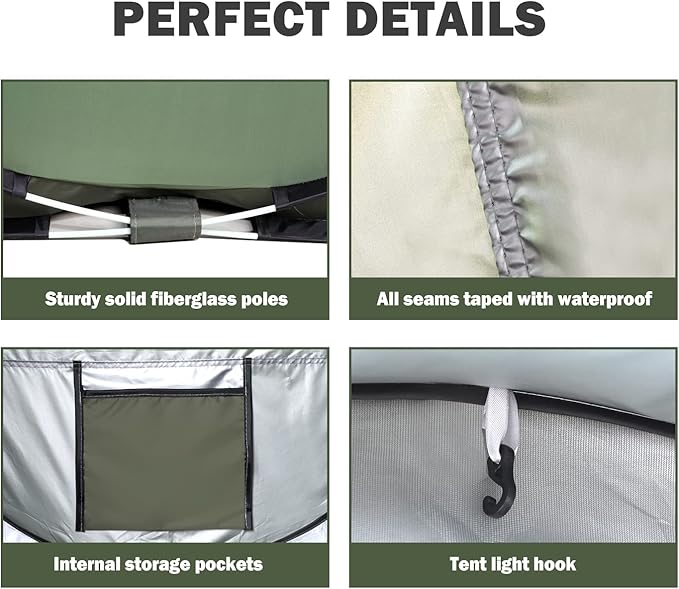 Instant Pop Up Tent Automatic Easy Setup Outdoor Waterproof Windproof Family Tent Upgraded 2 Doors Vestibule Sun Shelter for 2-3 People Outdoor CampingTravellingHiking BeachGreen