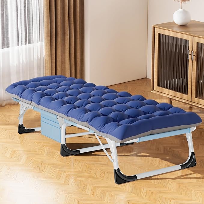 Portable Folding Camping Cot for Adults with Mattress Lightweight Camp Bed with Carry Bag Ideal for Outdoor Travel Hiking Beach and Picnics