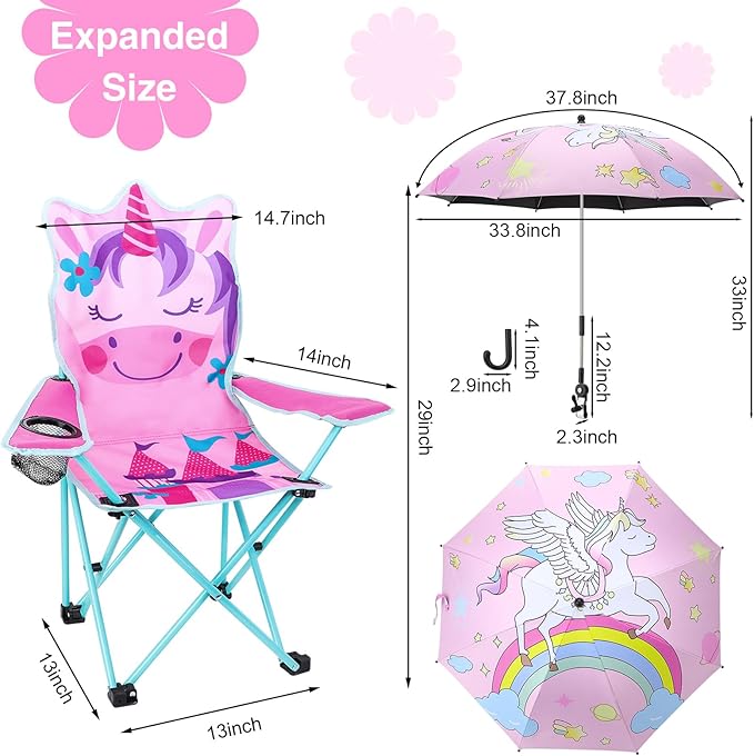 KABOER Kids Outdoor Folding Lawn and Camping Chair with Cup Holder and Carrying Bag Children's Camping Chairs