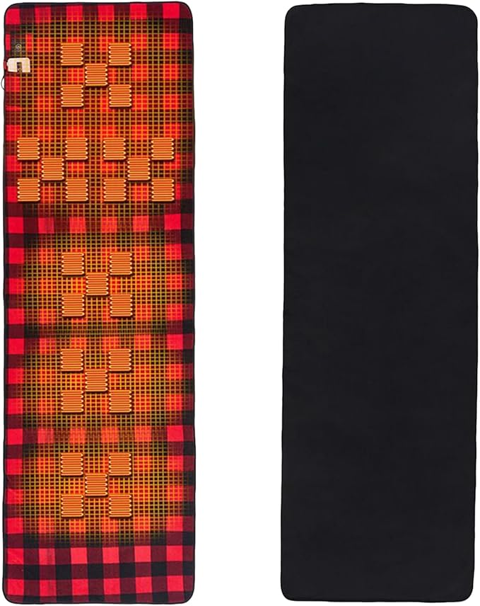 Heated Sleeping Bag Pad Portable Sleeping Bag Liner with 6 Heating Zones 3 Adjustable Temperature Levels USB Power Supply Heating Pad for Cold Weather Camping Backpacking or Hiking (No Power Bank)