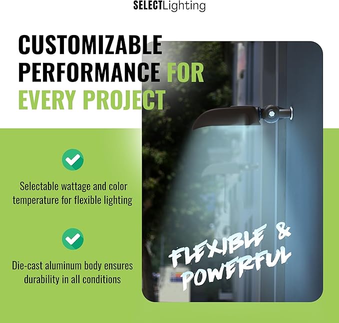 Select LED Flood Light with Photocell 50W/80W/100W Wattage Selectable 13500 Lumen 3000K/4000K/5000K CCT IP65 Waterproof UL Certified Outdoor Security Light for Yard Driveway (Knuckle Mount)