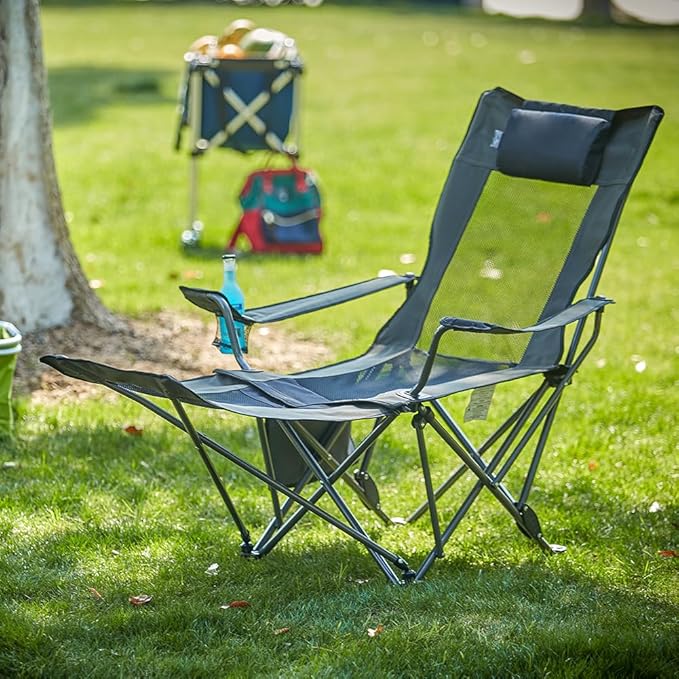 OUTDOOR LIVING SUNTIME Camping Folding Portable Mesh Chair with Removabel Footrest…