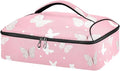 Casserole Carrier Beautiful Pink Pattern ButterfliesInsulated Casserole Carrier for Hot or Cold Food Thermal Lunch Tote for Potluck Parties Picnic Beach Fits 9 x 13 Inches Baking Dish