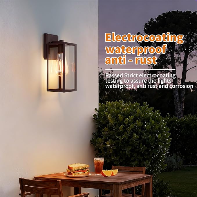 2 Pack 15'' Oil Rubbed Bronze Outdoor Front Porch Lights for Outside Large Exterior Lighting Fixtures Wall Mount for House Wall Sconce Lamp Waterproof Lantern Coach Lights for Garage