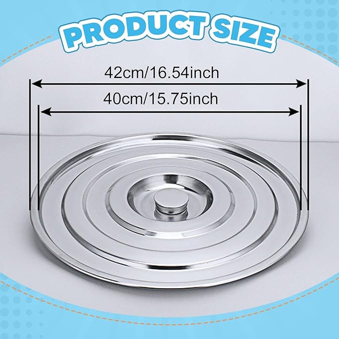 Stainless Steel Pan Lid Cookware Part Heat Resistant Easy Clean Skillet Lid Stockpot Cover for BBQ Buffet Picnics Outdoor 40cm Inner Diameter