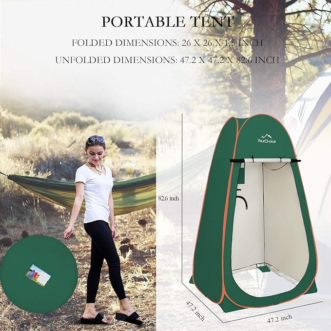 Your Choice 3.9x3.9x6.9FT Pop Up Privacy Tent Large Portable Camping Changing Room with 2 Storage Pockets &amp 4 Sandbags Outdoor Shower &amp Toilet Shelter for Beach RV Camping &amp Hiking