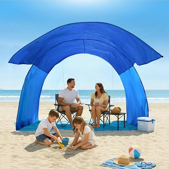 Beach Shade The Classic Wind-Supported Beach Canopy with UPF 50+ Protection 7.5ft Tall Portable &amp Easy Setup for 3-6 People