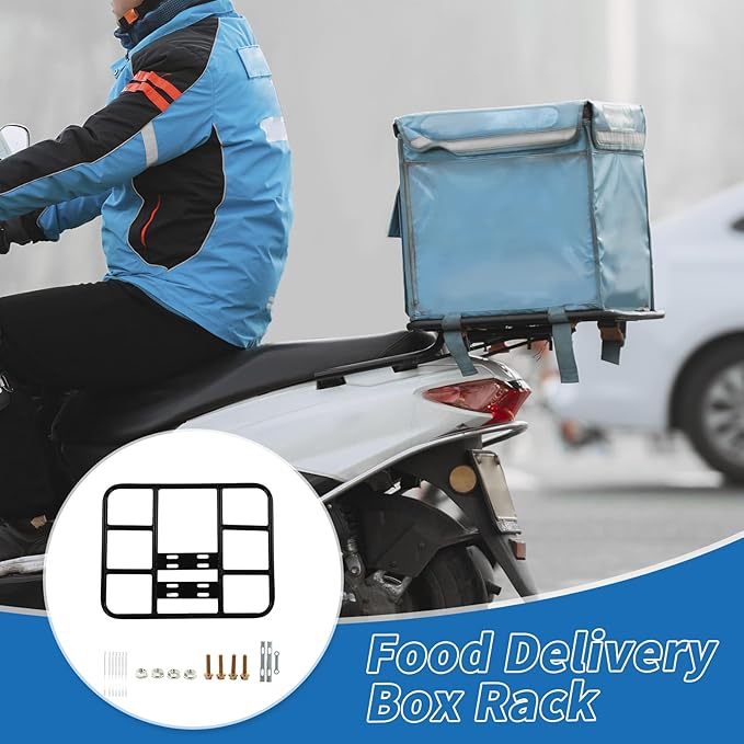 Food Delivery Box Rack Rear Grille Universal Motorcycle Rear Rack Extension 80kg Loading Seamless Steel Tube for Motorcycle Electric Bicycle(48/38-Type 2)