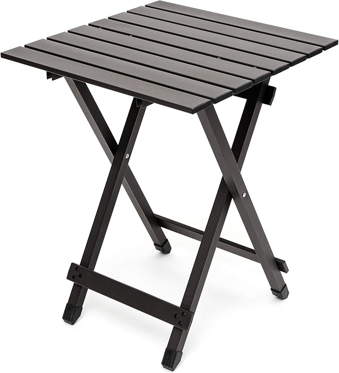 SUNNYFEEL Folding Camping Table - Lightweight Aluminum Portable Picnic Table 18.5x18.5x24.5 Inch for Cooking Beach Hiking Travel Fishing BBQ Indoor Outdoor Small Foldable Camp Tables