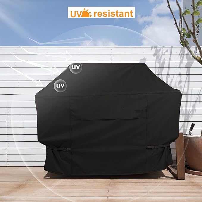 NettyPro Grill Cover for Outdoor Grill 72 inch Waterproof Heavy Duty Gas BBQ Grill Cover for Outside Weber Char-Broil Brinkmann Jenn Air Nexgrill 3-5 Burners Barbecue Black