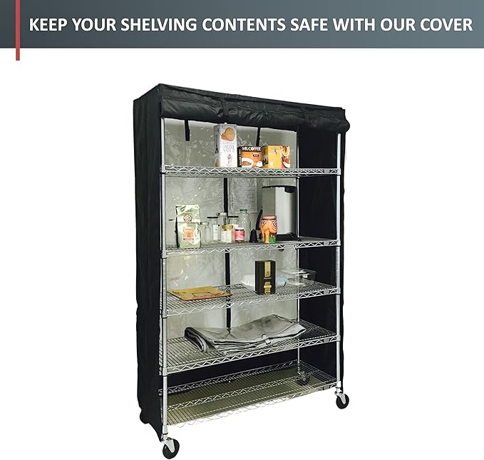 Storage Shelving Unit Cover fits Racks 36 Wx18 Dx72 H (Cover Only Black Color)