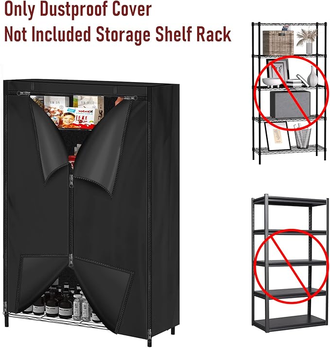 Storage Shelving Unit Cover Waterproof Shelf Cart Cover Protective Outdoor Indoor Storage Rack Dust Covers (36 D x 18 W x 72 H)