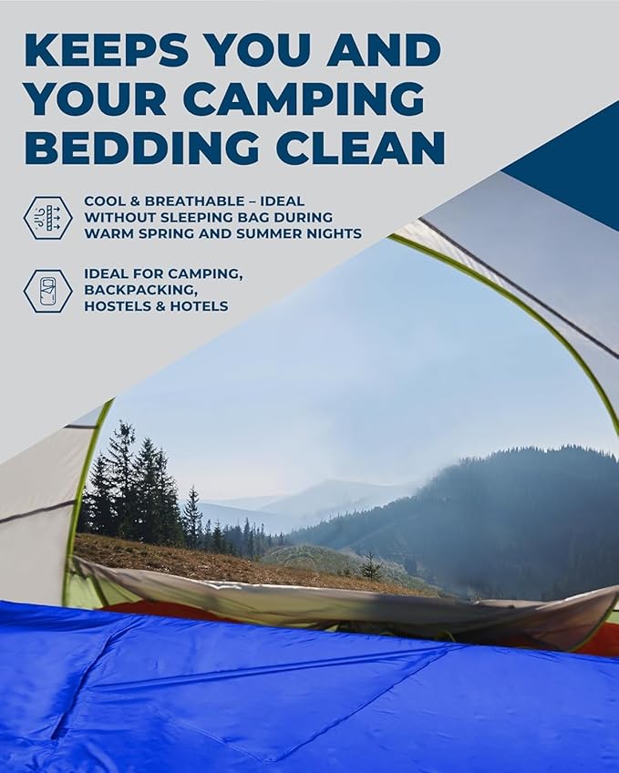 The Friendly Swede Sleeping Bag Liner — Ultralight Polyester or Cold Weather Microfiber Adult Sleep Sack- Camping Sheets - Travel Sleeping Bag with Pocket-Size Stuff Sack