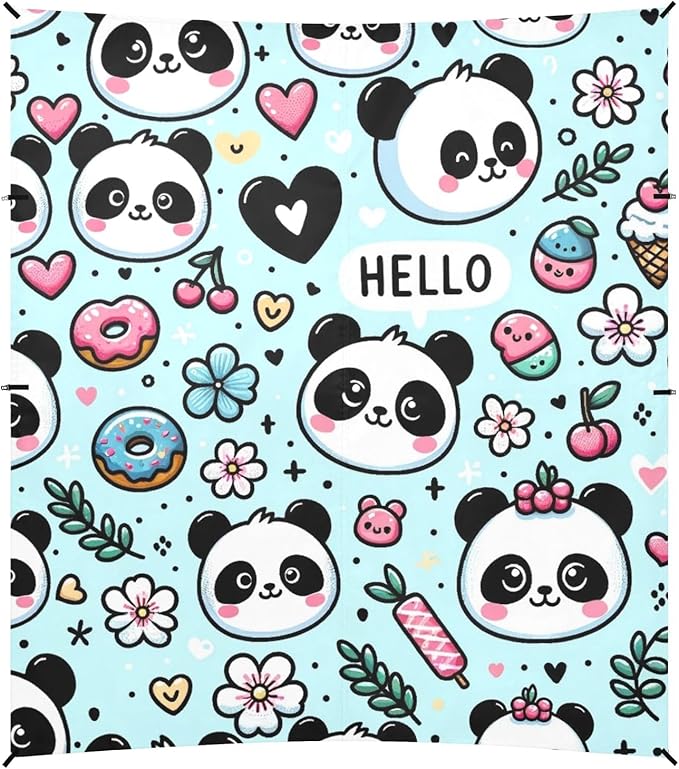 Cute Panda Bear Face Camping Sun Shelter Beach Tent Portable Beach Sun Shade Outdoor Canopy for Camping Trips Fishing Picnic