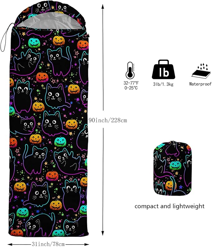 HOSIMA Dear Hunting Pattern Cold Weather Sleeping Bags for Kids AdultsBlack Light Weight Waterproof Sleeping Bags for Outdoors Hiking.
