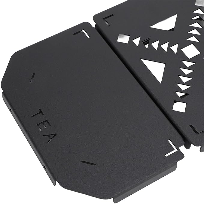 Folding Coffee Station for Lunch Box Portable Camping &amp Outdoor Table Top Aluminum Alloy with Hollow Pattern Side Expansion Panel for Fishing Boxes Compact &amp Durable Design