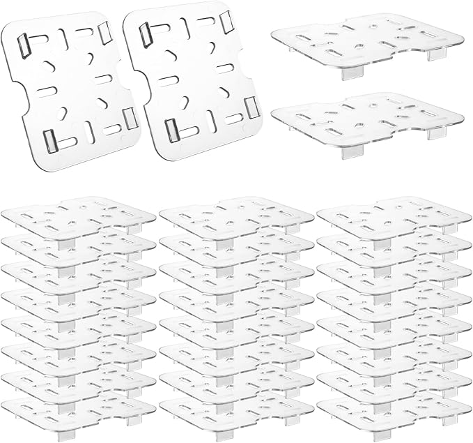 25 PCS Plastic Drain Shelf for 1/6 Size Food Pan Clear Plastic Grate Trays Acrylic Food Drain Pan Trays for Food Fruit Vegetables Sink Teapot Dish Kitchen Restaurant Hotel