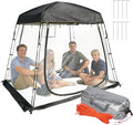 2-4 Person PVC Sports Tent Clear Sun Shelter with Ventilation Window Removable Top Cover 540° View Waterproof Screen Room for Outdoor Activities Sport Event Camping Fishing 6.56×4.76×6.23 FT (L×W×H)