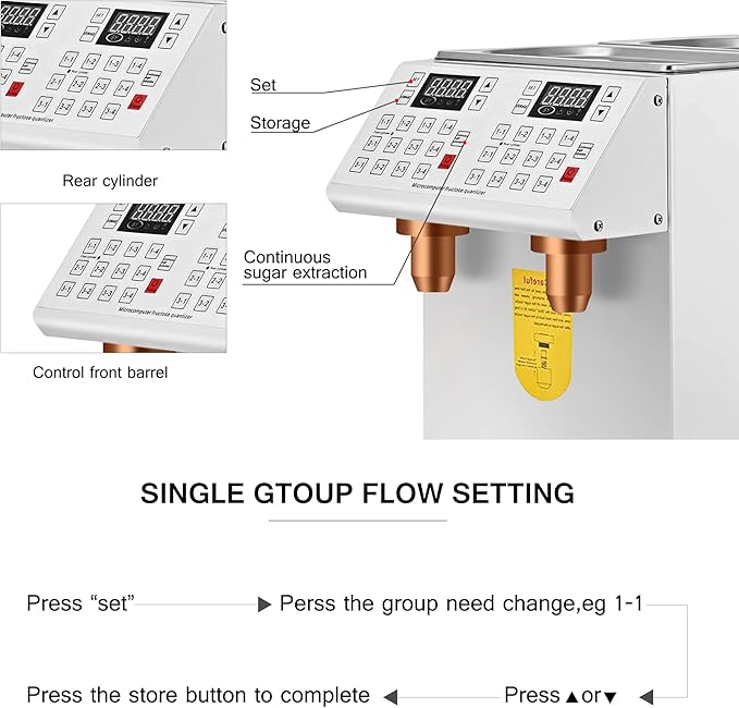 Automatic Fructose DispenserCommercial Double Cylinder Fructose Quantitative Machine700W Electric Fructose Syrup DispenserBubble Fructose Aid Tea Equipment for Dessert Shops24 Groups